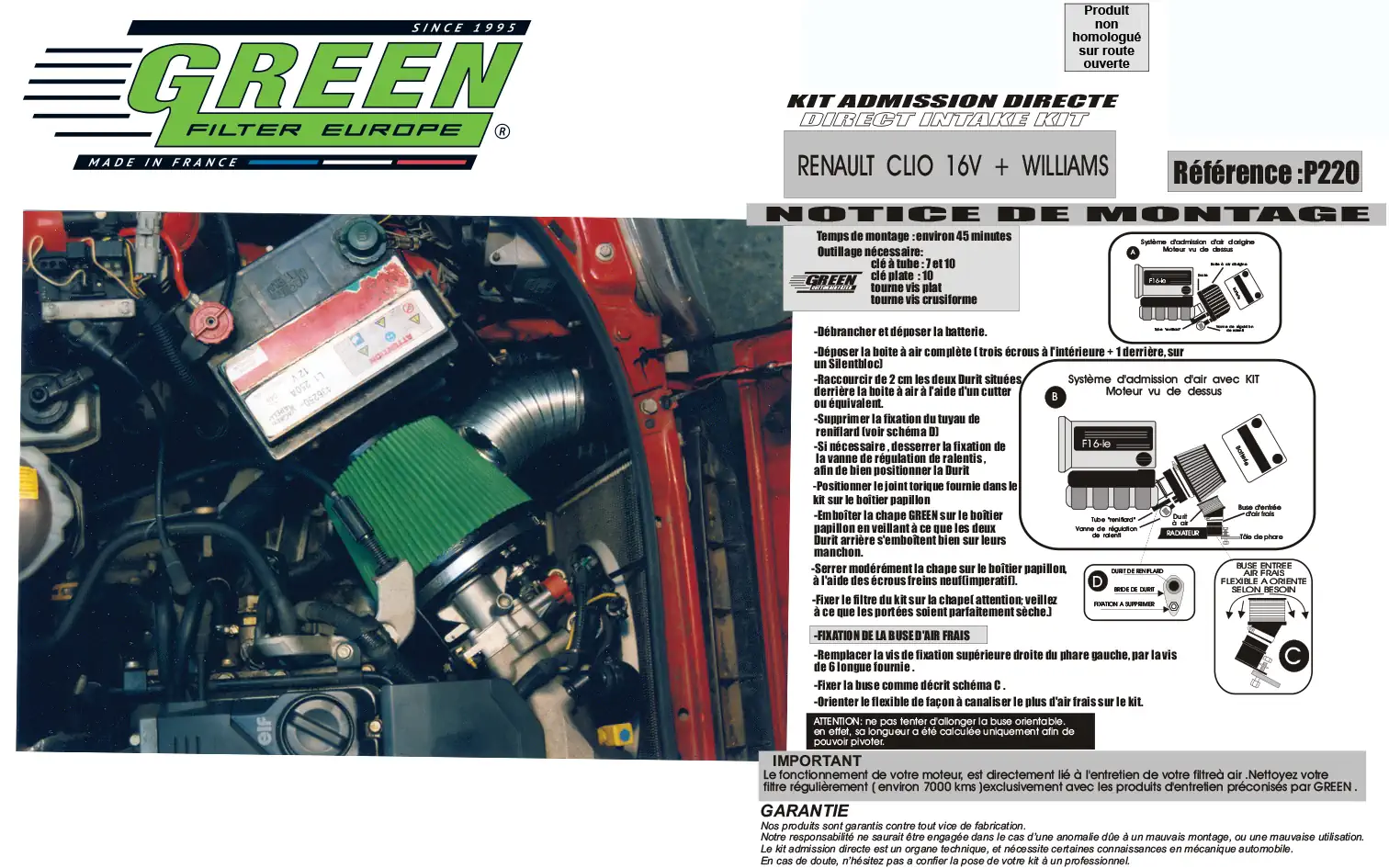 Kit Admission Direct Clio 1.8L I 16V