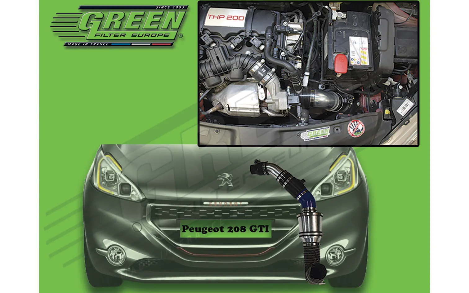 Kit d'admission direct pour PEUGEOT 208 GTI 1,6L THP (208 cv) années 14> ref. ST142